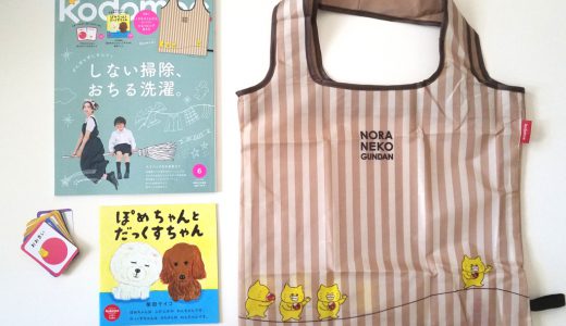 kodomoe(コドモエ) 2019年6月号《豪華3大付録》 ①ノラネコぐんだん ポータブルショッピングBAG他【購入開封レビュー】