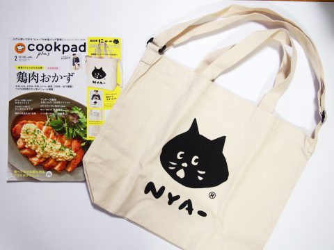 【購入レビュー】Cookpad plus（クックパッドプラス）2019年2月号　《特別付録》 にゃー　2WAY キャンバスBIGトート